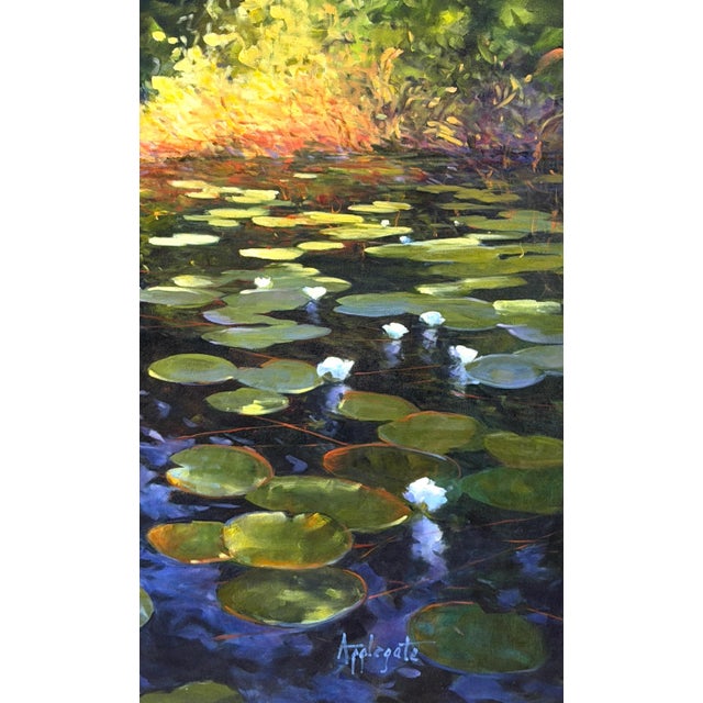Barbara Applegate (American, b. 1954) Impressionist Water Lilies For Sale - Image 13 of 15