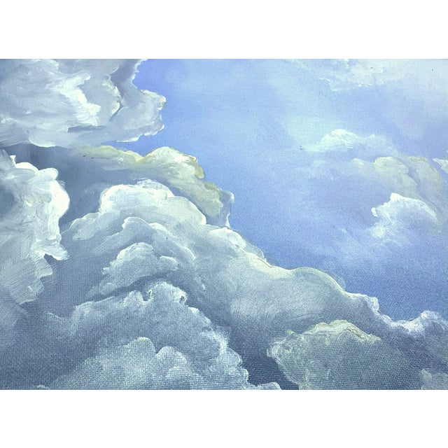 Clouds and Horizon by Danka Krol Oil painting on canvas panel is unframed and shows a peaceful ocean horizon with...