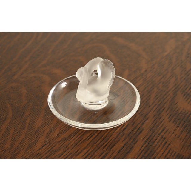 Glass Lalique Art Deco Frosted Crystal Swan Ring Dish For Sale - Image 7 of 14