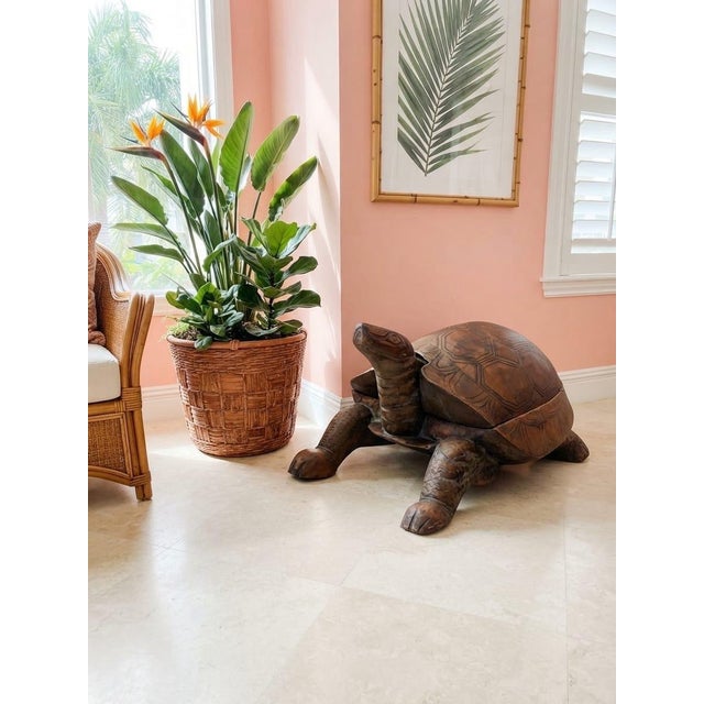 Hand-Carved Wooden Tortoise Sculpture / Accent Stool For Sale - Image 10 of 12