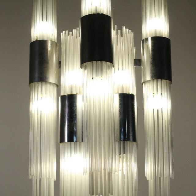 Chandelier with Glass Rods and Steel Structure, 1970 For Sale - Image 4 of 18