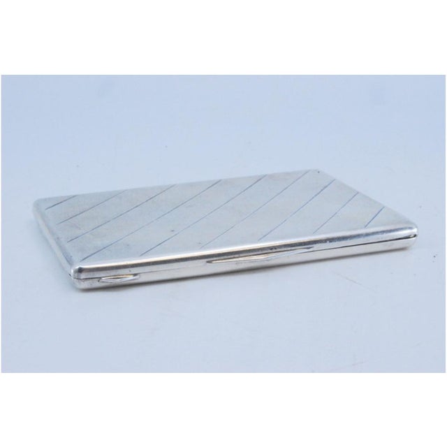 Silver Card Holder with Diagonal Stripes on the Lid, in Good conditions. Designed 1920 to 1949