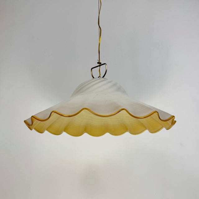 Mid-Century Murano Swirl Fazzoletto Glass Pendant Lamp, Italy, 1970s For Sale - Image 9 of 9