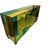 Four-door sideboard in beveled mirror in shades of yellow and neon green with hand-engraved details. The cabinet rests on...