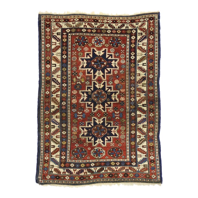 Antique Caucasian Shirvan Rug - 03'05 X 04'09 For Sale