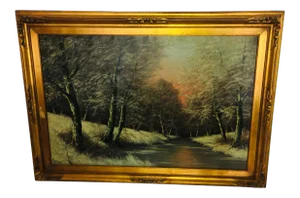 Early 20th Century Winter Landscape Oil Painting by Ira Remsen, Framed