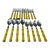 Yellow Faux Bamboo Flatware Set, 18-Piece Hampton Silversmiths Cutlery, Mid-Century Modern Dining Decor, Tiki Bar Entertaining For Sale