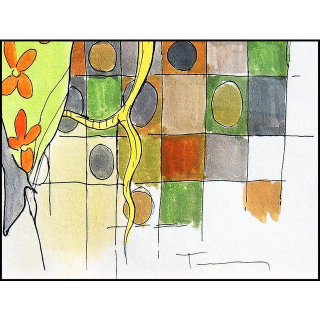 Post Impressionist Late 20th Century Lady With Vase In Green, Itzchak Tarkay For Sale - Image 3 of 4