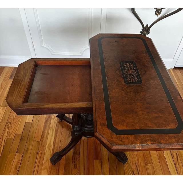 19thc English Regency Gambling Table/ Console/ Mahogany Inlaid on Briar For Sale - Image 15 of 18