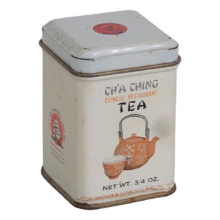 John Wagner and Sons Small Empty Tea Tin for Cha Ching Chinese Restaurant 4925b For Sale