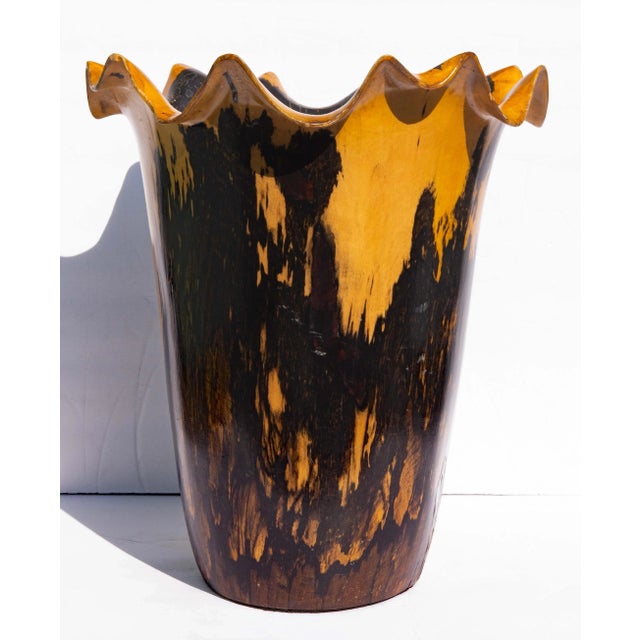 Cocobolo carved vase. Beautifully figured wood.