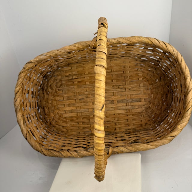 Vintage Oval Split Wood Gathering Basket For Sale - Image 11 of 17