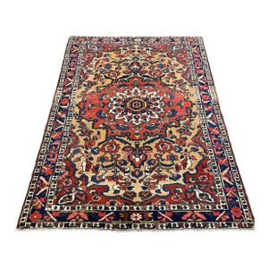 1990s Old Handwoven Persian Bakhtiari Area Rug 4'5" X 6'6"