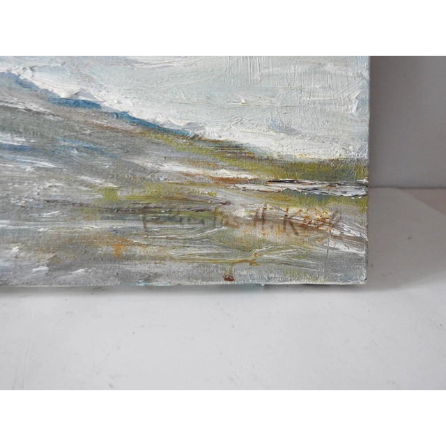 Vintage mid 20th century oil on canvas coastal seascape painting. Signed Felicitas H Keel lower right, impasto paint...
