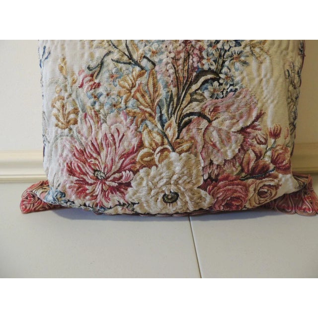 Late 19th Century Antique Aubusson Tapestry Square Decorative Pillow For Sale - Image 5 of 9