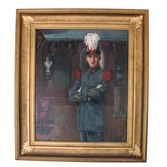 Early 20th Century Early 20th Century Antique C Tertiaux "Boy From Academy" Oil on Canvas Painting For Sale - Image 5 of 5