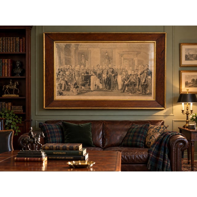 An impressive large-format 1843 British etching, The Waterloo Heroes Assembled at Apsley House, after the painting by...