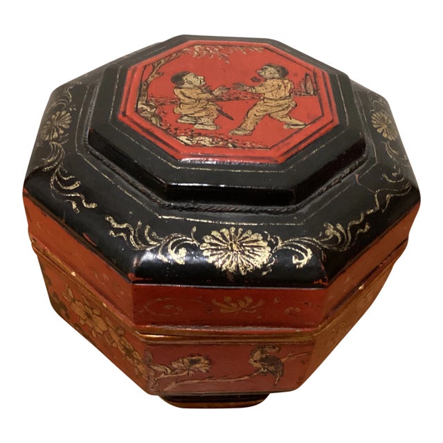 Antique Chinese Wedding Box Signed Artist For Sale