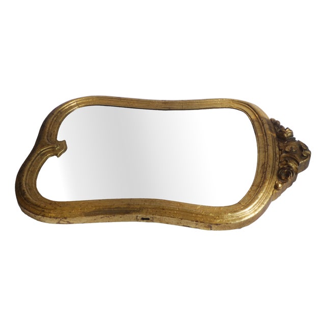 Vintage Italian Gold Gilt Scalloped Mirror, 1920s For Sale