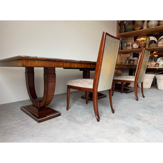 Vintage Baker Art Deco Style Mahogany Frame Dining Chairs – Set of 8 For Sale - Image 4 of 14