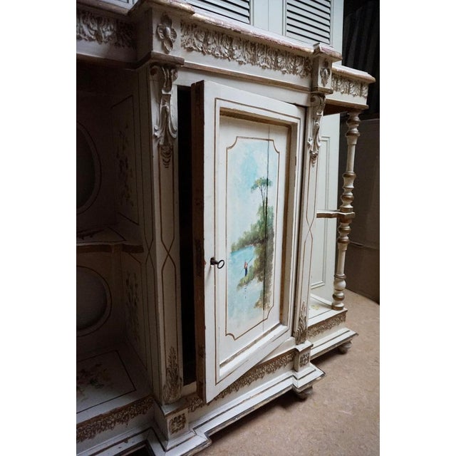 French Hand-Painted Console Table with Mirror and Floral Painting, 1900s For Sale - Image 18 of 18