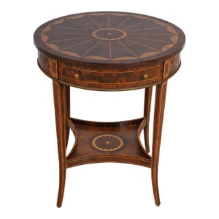 Maitland Smith Marquetry Inlaid Occasional Round Side Table For Sale