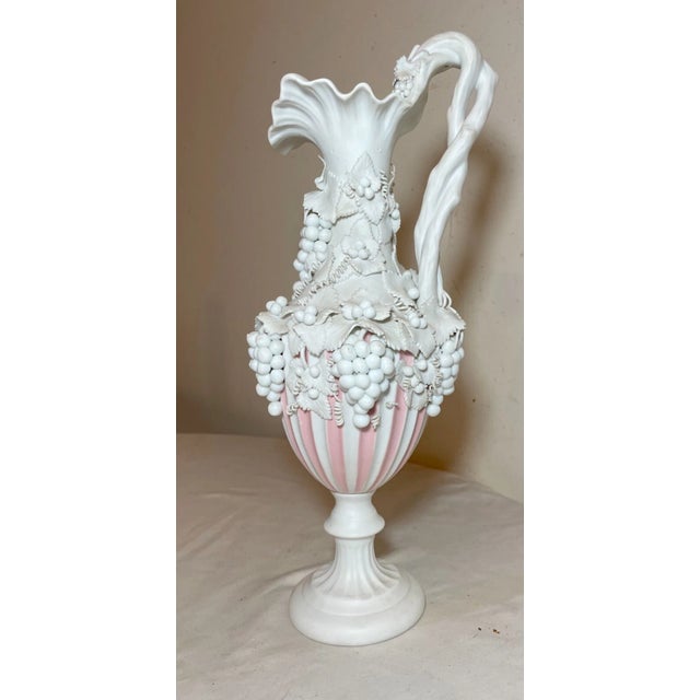 Up for sale is a high quality antiqur handmade English parian-ware ewer by Bennington. It features a stunning dimensional...