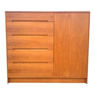 1960s Danish Modern Teak Armoire Dresser For Sale
