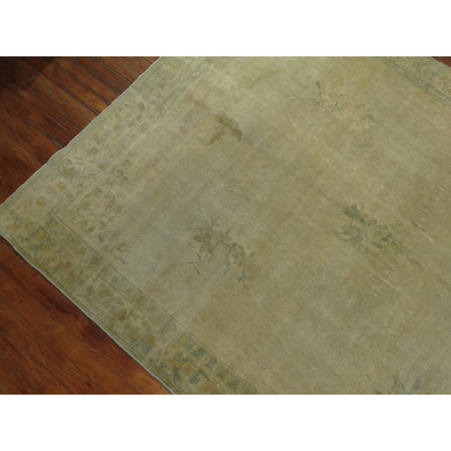 19th Century Beige and Green Chinese Gallery Corridor Rug - 5' x 19'2" For Sale - Image 4 of 12