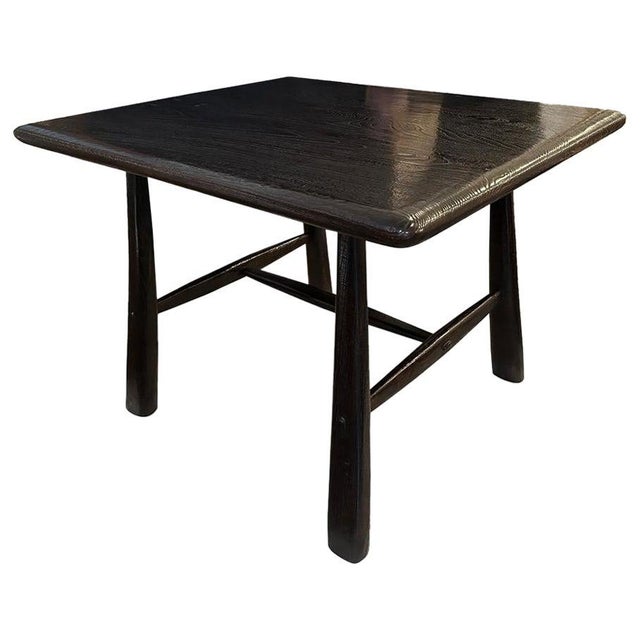 2010s Andrianna Shamaris Mid Century Couture Espresso Stained Teak Wood Table For Sale - Image 5 of 18