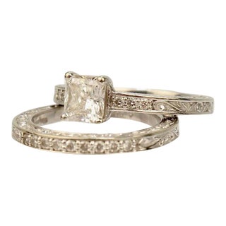 Brilliant Earth GIA Certified 18k Gold and Diamond Ring & Matching Band Size 3.5 - 2 Pieces For Sale