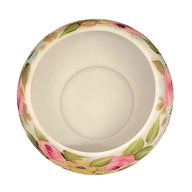 Mid 20th Century L. G. Wright Hand Painted Milk Glass Candy Box With Pink Roses Decoration For Sale In Washington DC - Image 6 of 12