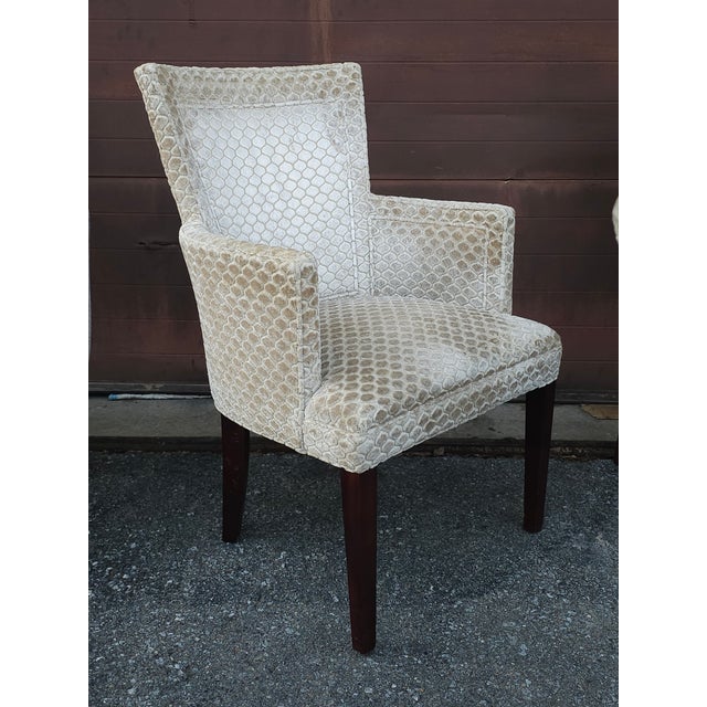 Late 20th Century Pair Hickory Chair Mto Zoffany Ocelot Velvet Upholstered and Walnut Armchairs For Sale - Image 10 of 11