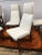 Set of 5 Mid Century Modern High Back Dining Chairs | Adrian Pearsall Style Upholstered White Chairs | Vintage MCM Dining Room Seating For Sale - Image 10 of 12