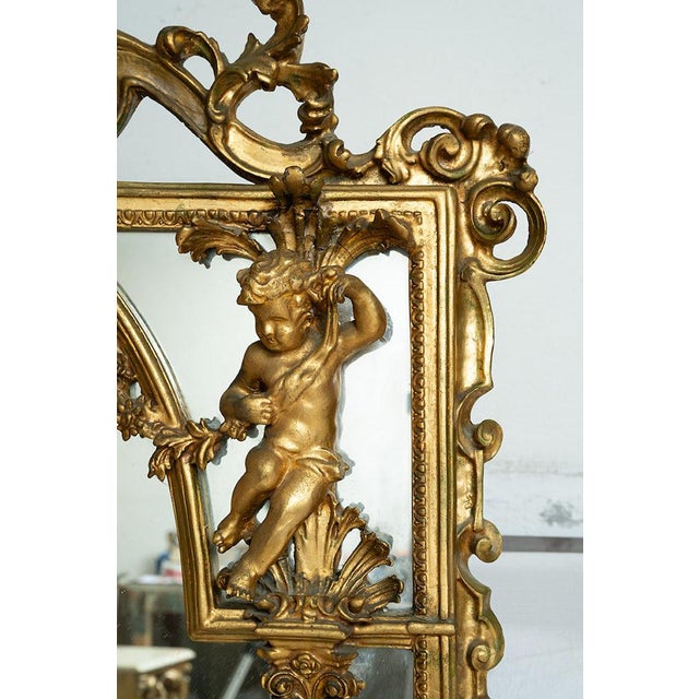 1970s 20th Century Baroque Carved Console Table with Mirror & Alabaster, 1970s For Sale - Image 5 of 8