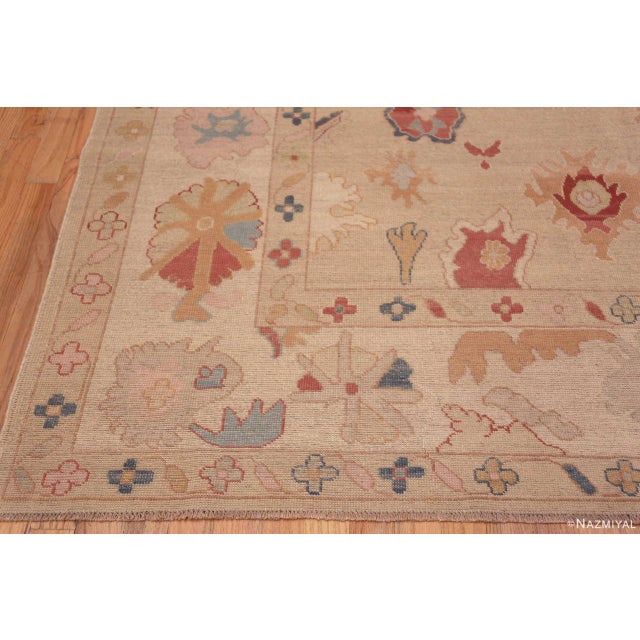 Nazmiyal Collection Colorful Bold Modern Turkish Oushak Design Area Rug For Sale - Image 4 of 5
