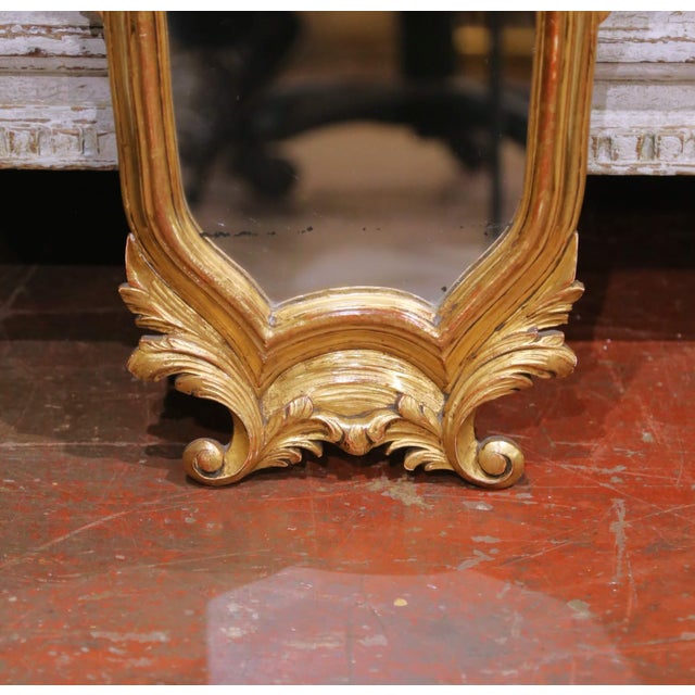 19th Century Italian Louis XV Carved Giltwood Wall Mirror With Mercury Glass For Sale In Dallas - Image 6 of 7