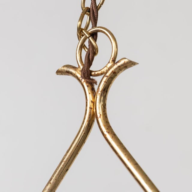 1950s French Brass and Glass Pendant Light For Sale - Image 9 of 12