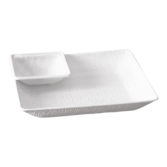 Croc White Melamine Chip & Dip Server For Sale