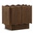 Sculptural solid mango wood nightstand with deeply carved wave-front facade and rich brown wood tones. The rhythmic,...
