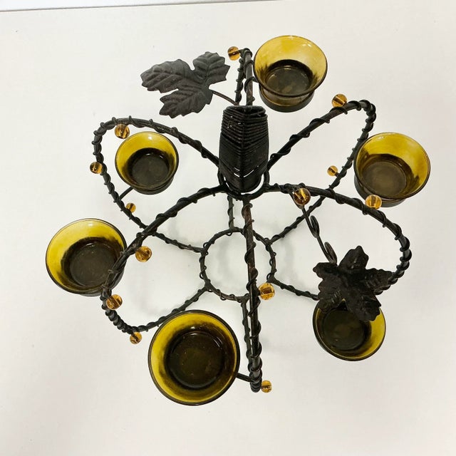 1980s Vintage Brutalist Boho Chic Metal Votive Candle Holder Pumpkin, Thanksgiving & Halloween For Sale - Image 10 of 10