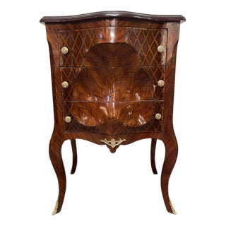 Invertedly Carved Chest of Drawers in Mahogany and Kingwood For Sale