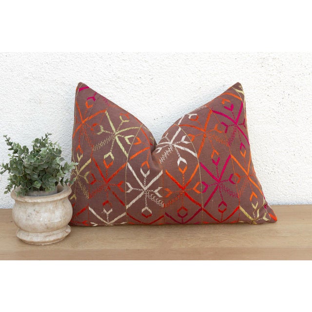 Barnala Blossom, Antique Phulkari Lumbar Pillow Cover For Sale In Los Angeles - Image 6 of 6