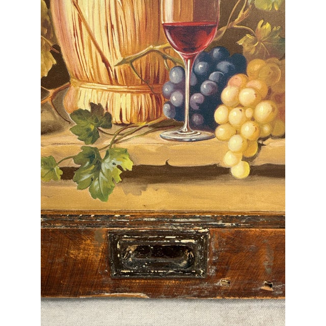 Here is a great, art-piece made using a contemporary print and an antique window frame. You can see the age of the frame...