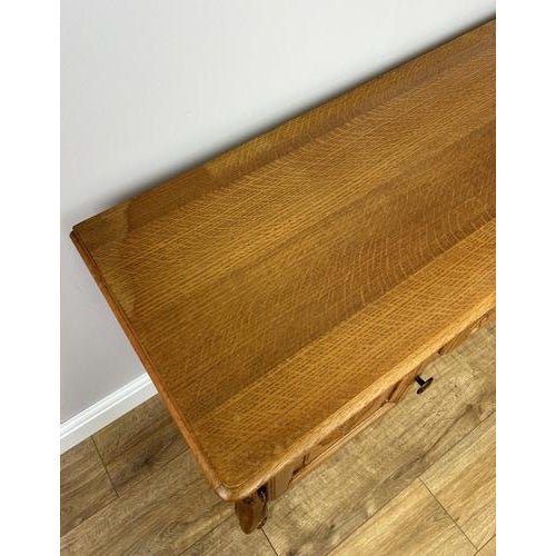 Brown Vintage French Louis XVI Style Carved Desk in Oak For Sale - Image 8 of 12