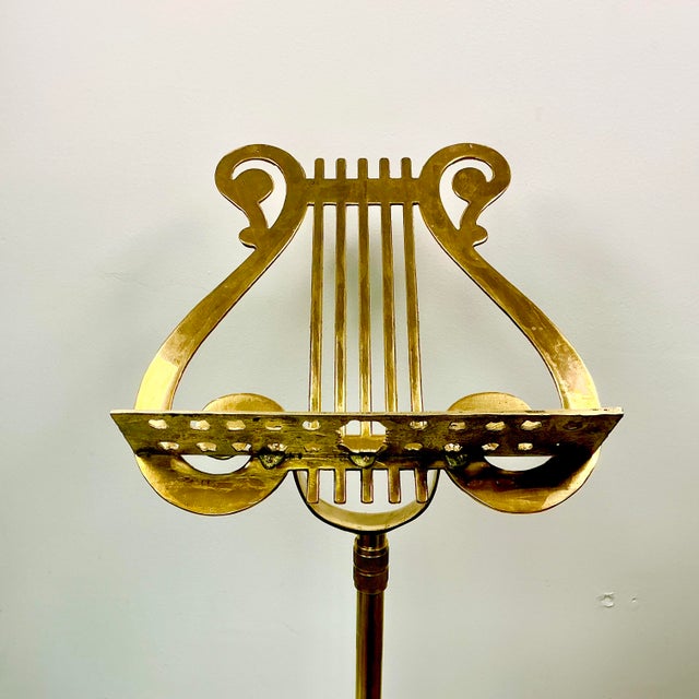 1950s Hollywood Regency French Empire Style Brass Lyre Sheet Music or Book Stand For Sale - Image 14 of 15