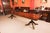 Vintage 20th Century 12ft Twin Pillar Mahogany Dining Table & 12 Chippendale Chairs, Set of 13 For Sale - Image 3 of 18