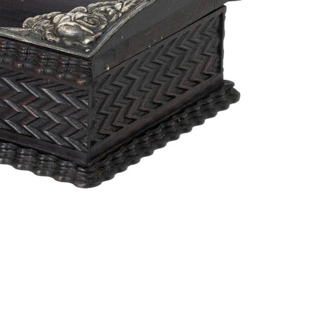 Silver Jewelry Box in Fine Wood and Silver, 19th Century For Sale - Image 5 of 6
