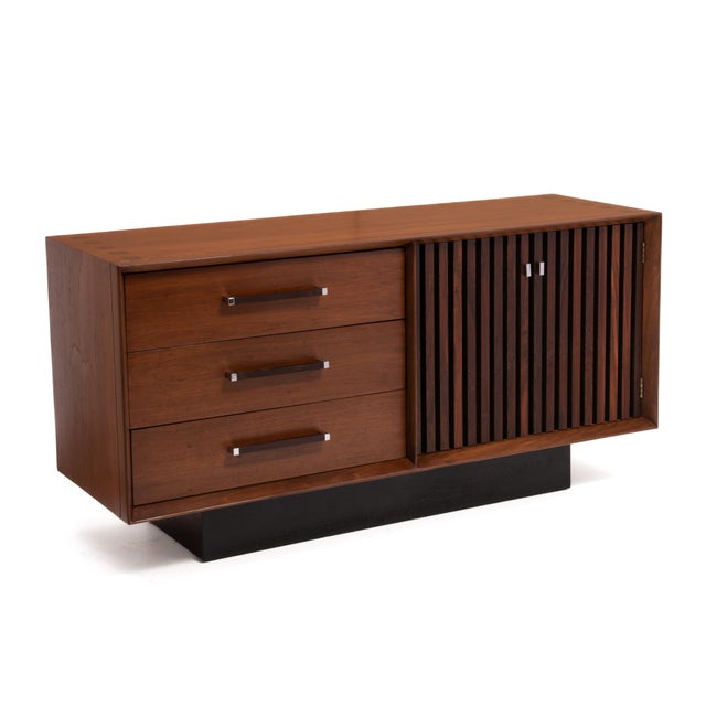Wood Lane "Tower Suite" Credenza Walnut Rosewood Chrome Mid Century 1970s For Sale - Image 7 of 18