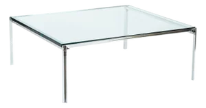 Mid Century Glass & Chrome Coffee Table by Katavalos for Laverne Originals